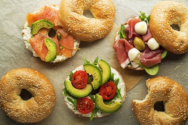 Panino bagel sano — Foto Stock