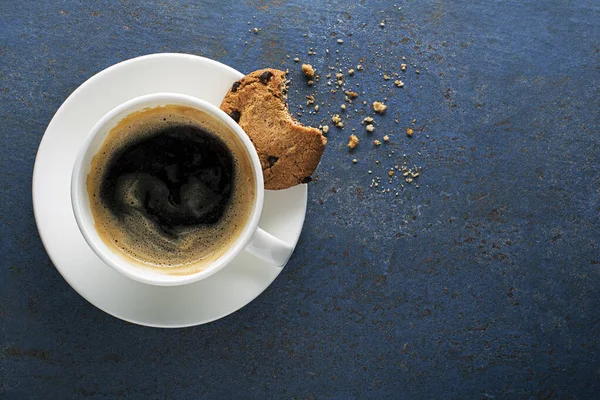 Taza Café Con Galletas Cerca Copia Espacio Para Texto —  Fotos de Stock