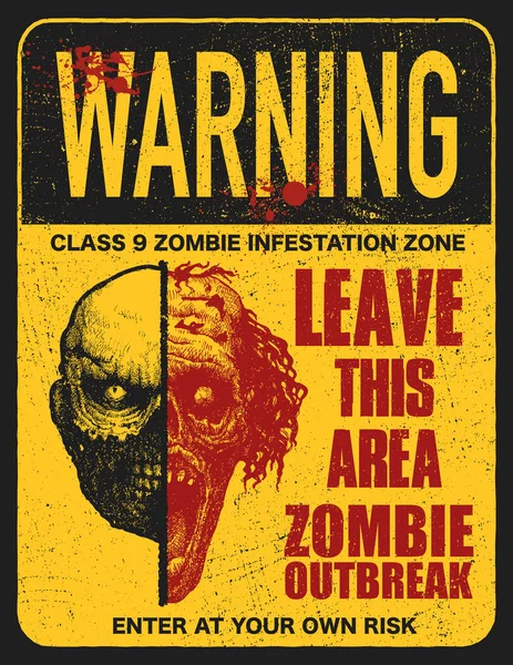 Schild mit Zombie — Stockvektor