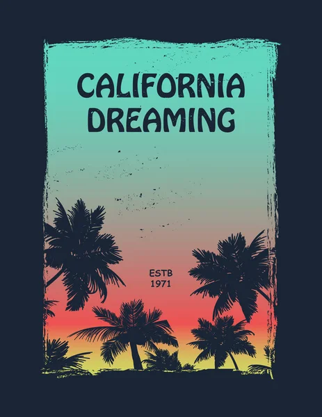 California Surfer Tee Graphic Element Projektu Ilustracja Wektorowa — Wektor stockowy