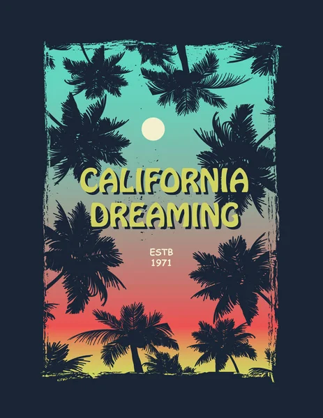 カリフォルニアのサーファーの シャツのグラフィック あなたのデザインの要素です ベクトル図 — ストックベクタ