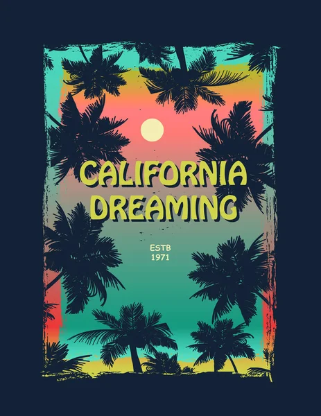 California surfer tee grafik — Stock vektor