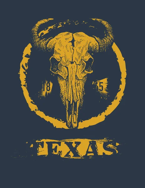 Texas buffalo tee imprimir gráfico — Archivo Imágenes Vectoriales