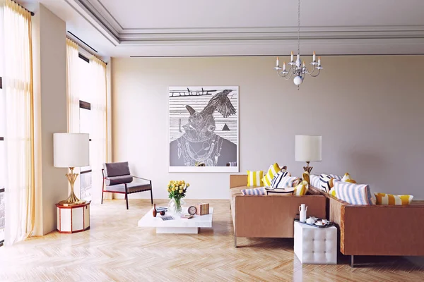 Ayrıntı Görünümü Modern Oturma Odası Tasarımı Render Kavramı — Stok fotoğraf
