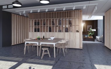 modern daire tasarım konsepti. 3D render illüstrasyon