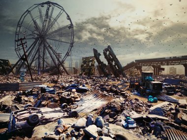 Kıyamet manzara, 3d render kavramı
