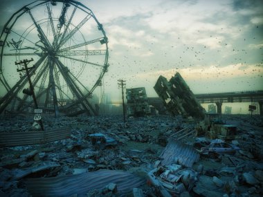 Kıyamet manzara, 3d render kavramı