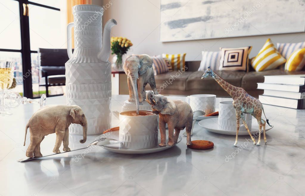 tiny african animals on coffee table