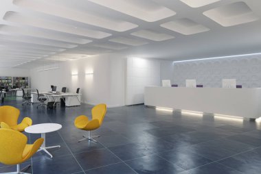 Modern loft ofis iç. 3D render kavramı