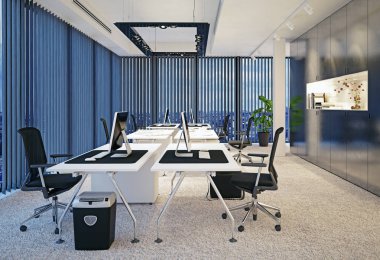 modern office interior view. 3d rendering concept clipart