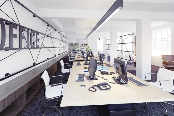 Modern Office Interior View Rendering Concept — Stock Photo, Image