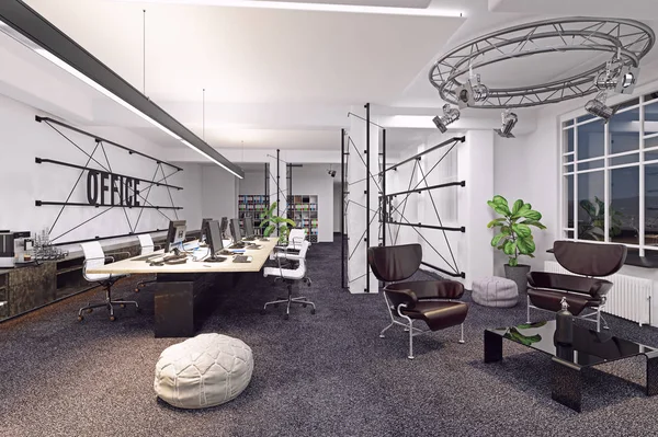 Moderne Büro Innenansicht Rendering Konzept — Stockfoto