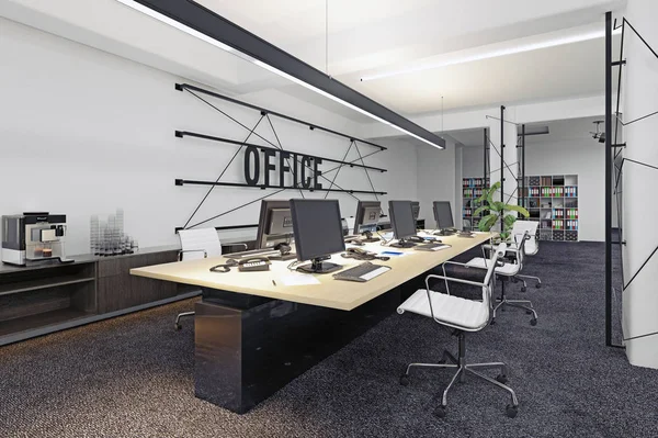 Moderne Büro Innenansicht Rendering Konzept — Stockfoto