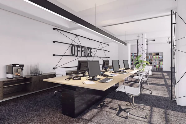 Oficina Moderna Vista Interior Concepto Renderizado — Foto de Stock