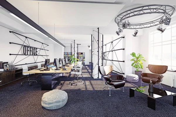 Moderne Büro Innenansicht Rendering Konzept — Stockfoto