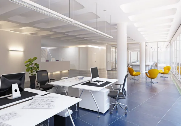 Modernes Loft Office Interieur Rendering Konzept — Stockfoto