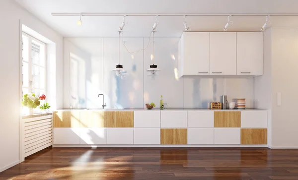 Interior Cocina Moderna Concepto Diseño Renderizado — Foto de Stock