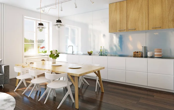 Interior Cocina Moderna Concepto Diseño Renderizado — Foto de Stock