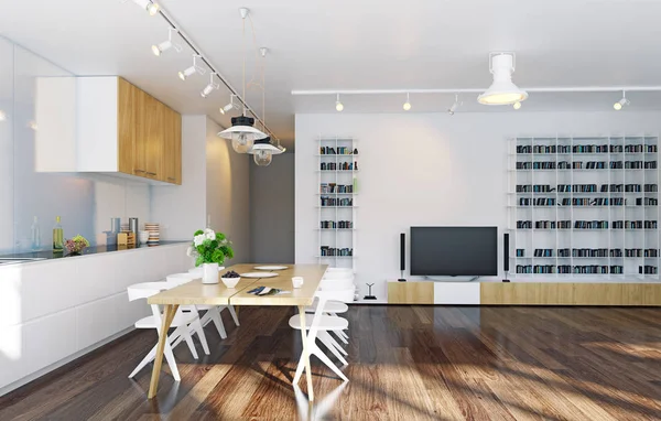 Cuisine Moderne Intérieur Rendu Concept Design Contemporain — Photo