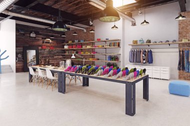Modern butik iç çatı tasarım. 3D render