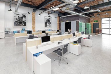 Modern çatı iç. 3D render kavramı.