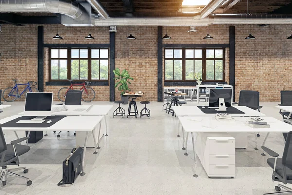 Moderna Loft Office Interiör Rendering Koncept — Stockfoto