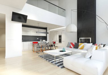 Modern apartman dairesi. 3d tasarım kavramı