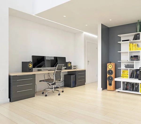 Interiorul Biroului Acasă Design Rendering Concept — Fotografie, imagine de stoc