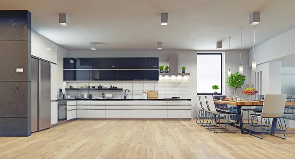 Interior Cocina Moderna Concepto Diseño Renderizado —  Fotos de Stock