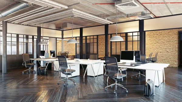 Modernes Büro Interieur Loft Konzept Rendering — Stockfoto