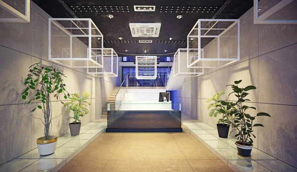 Modern Reception Design Concept Rendering Interior — Stock Photo, Image