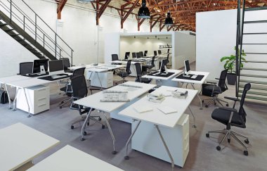 Modern ofis iç. 3D render kavramı