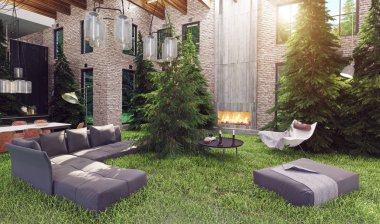 ev iç ormanda. 3D render kavramı