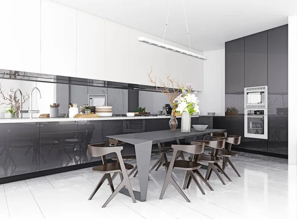 Cucina Moderna Interna Concetto Rendering — Foto Stock