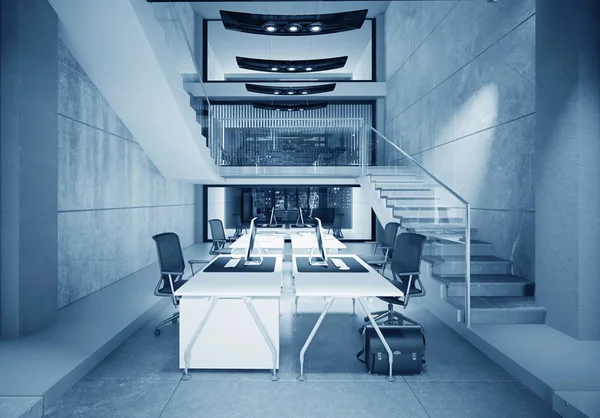 Moderne Kantoor Interieur Rendering Ontwerpconcept — Stockfoto