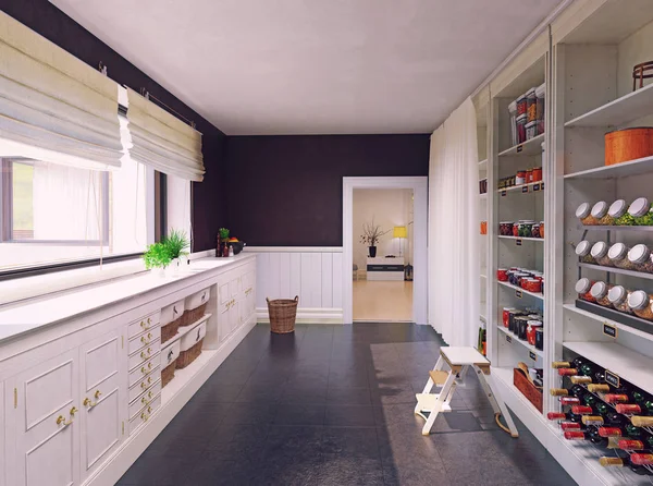 Moderne Pantry Interieur Rendering Concept — Stockfoto