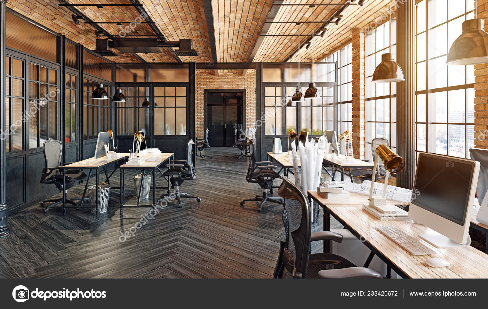 Modern Office Interior Design Loft Concept Rendering Stock Photo Image By C Vicnt2815
