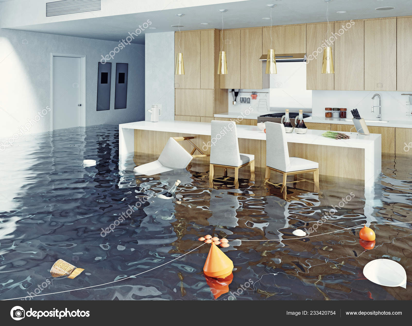Flooding Kitchen Interior Rendering Concept Stock Photo by ©vicnt2815 ...