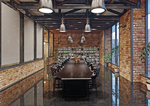 Moderna Oficina Interior Renderizado Concepto Diseño — Foto de Stock