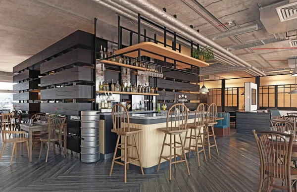 Modern Restaurant Interior Design Rendering Concept — Stock Photo, Image