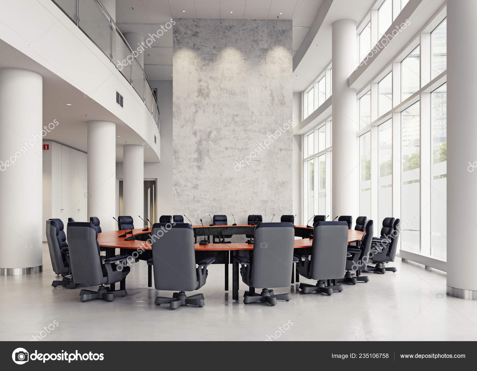 Modern Meeting Room Design Concept Rendering Stock Photo