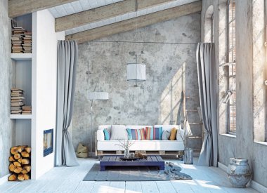 modern tavan iç tasarım. 3D render kavramı