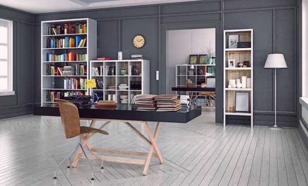 Interni Moderni Home Office Rendering Design Profondità Del Campo Visivo — Foto Stock