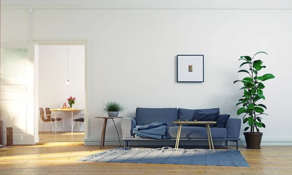 Moderne Scandinavische Woonkamer Ontwerp Concept Illustratie — Stockfoto