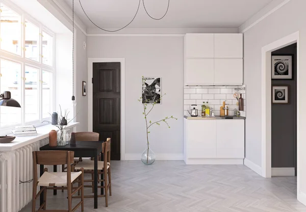 斯堪的纳维亚风格的厨房设计. — 图库照片