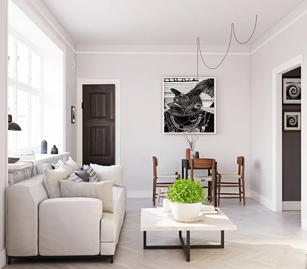 Scandinavian style living room design. — Stock Photo, Image