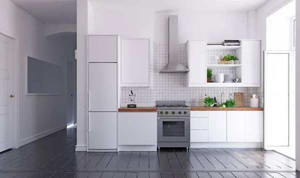 Cuisine de style scandinave moderne intérieur . — Photo