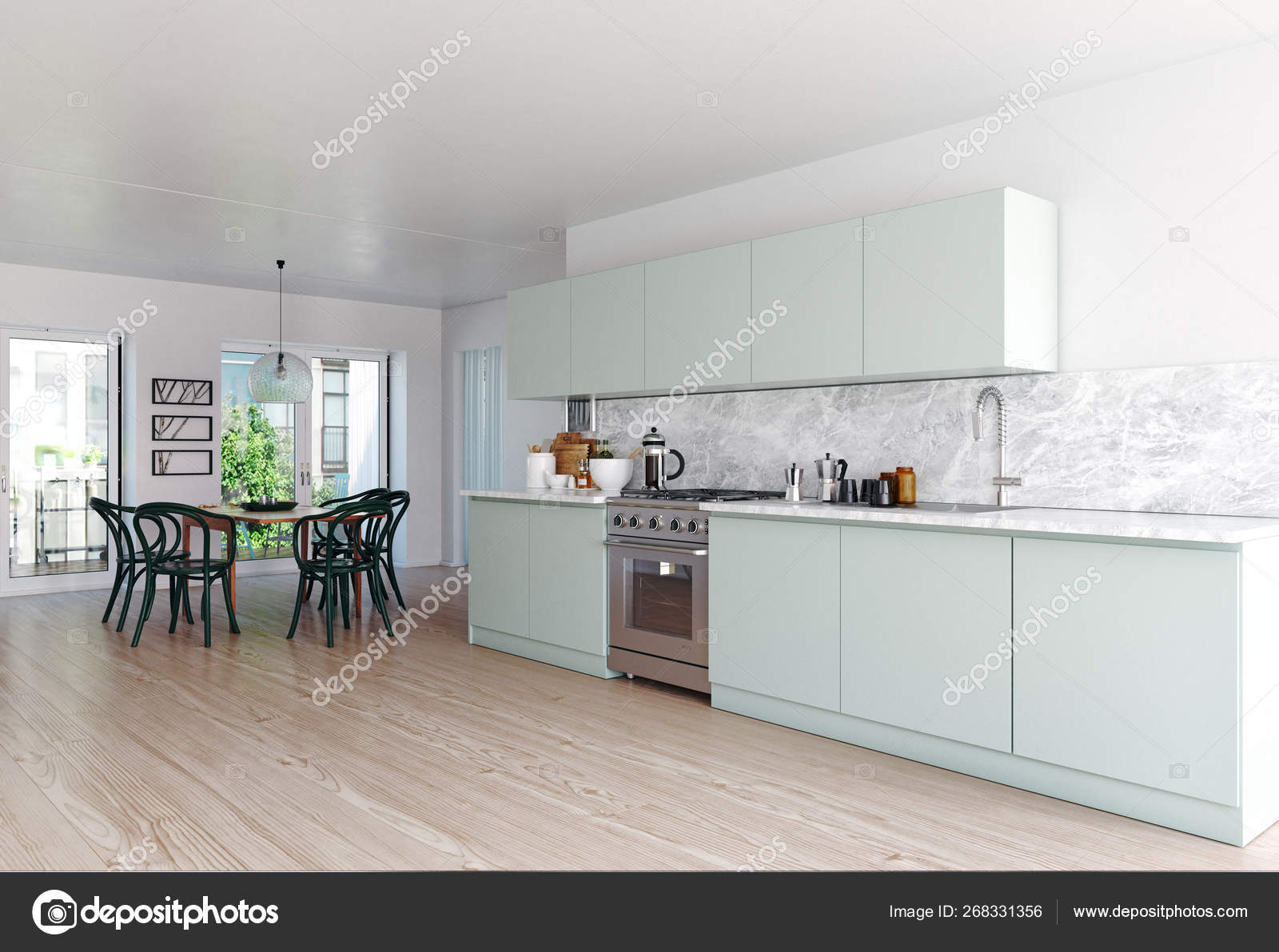 Modern Scandinavian Style Kitchen Interior Stock Photo Image By C Vicnt2815 268331356