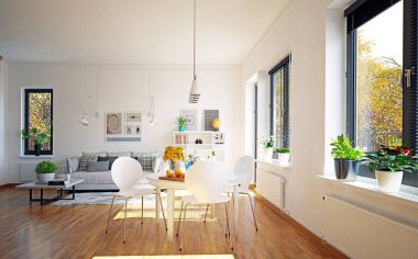 İskandinav tarzı oturma odası 