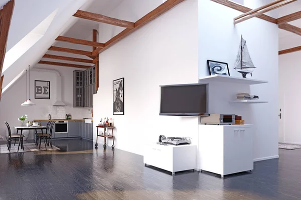 Moderne Loft-Küche Innenarchitektur. — Stockfoto